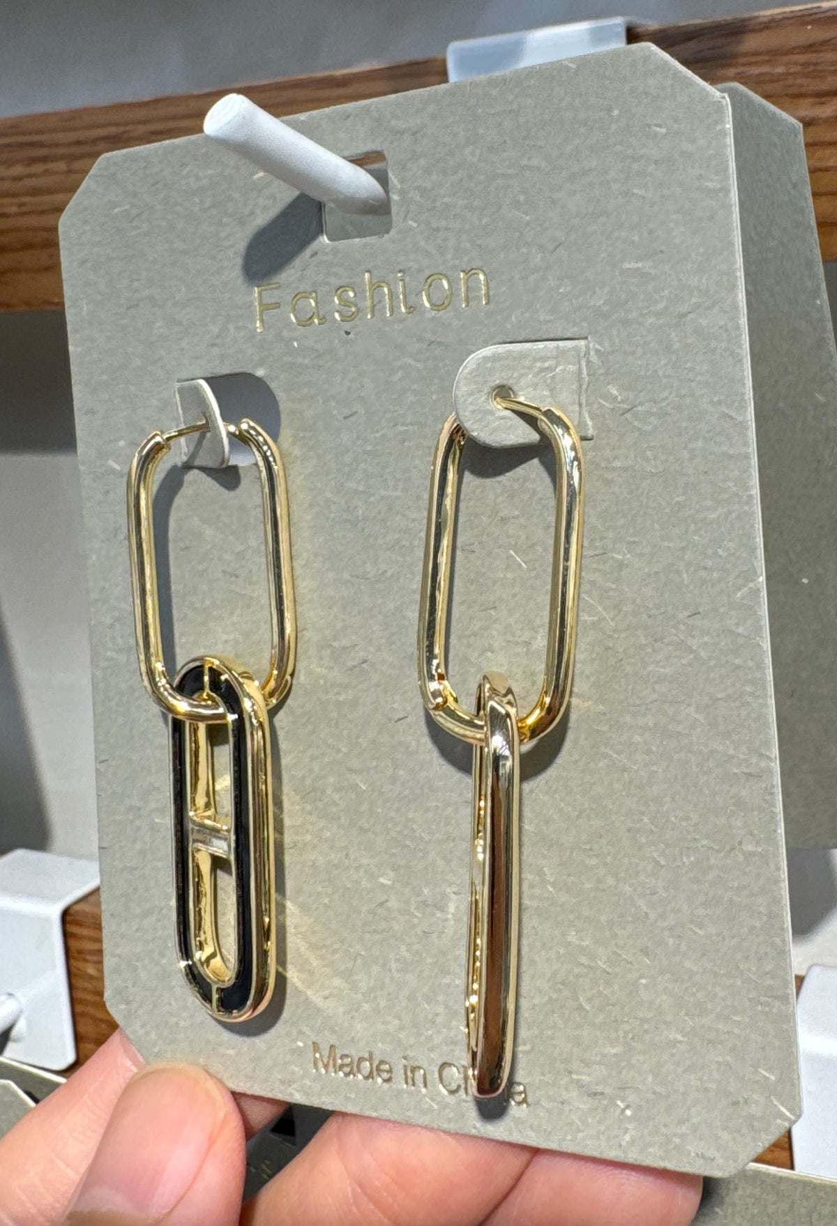 Oversized Paperclip Link Earrings - W3-0168