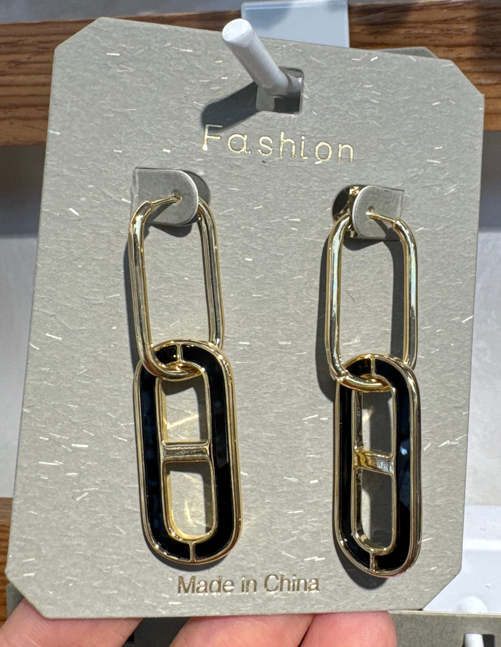 Oversized Paperclip Link Earrings - W3-0168