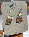 Textured Leaf Sparkle Earrings - W3-0169