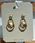 Two-Tone Textured Oval Earrings - W3-0171