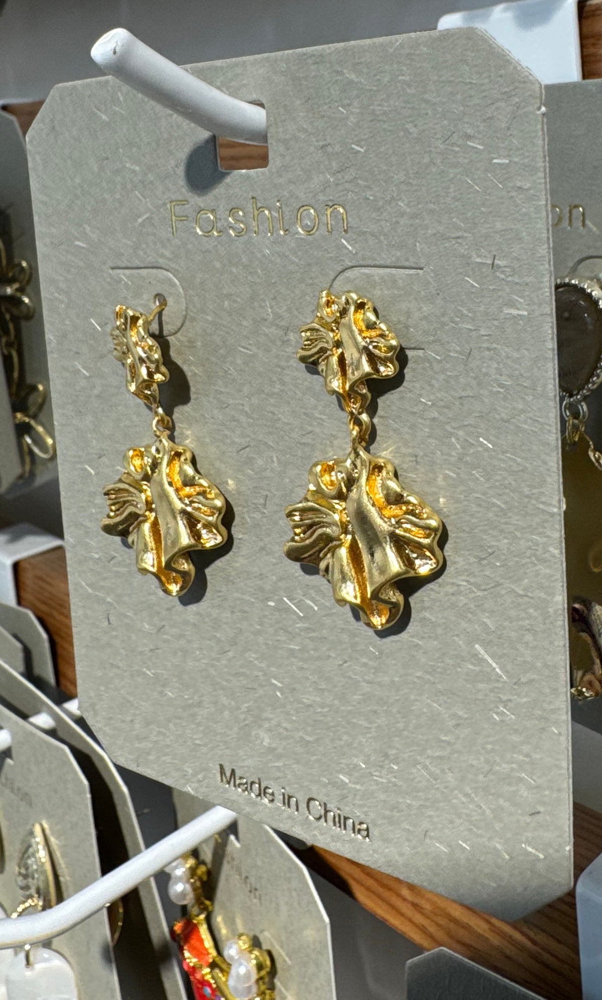 Sculpted Double Leaf Drop Earrings - W3-0178