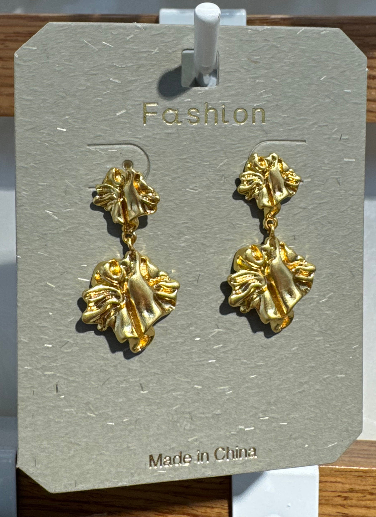 Sculpted Double Leaf Drop Earrings - W3-0178