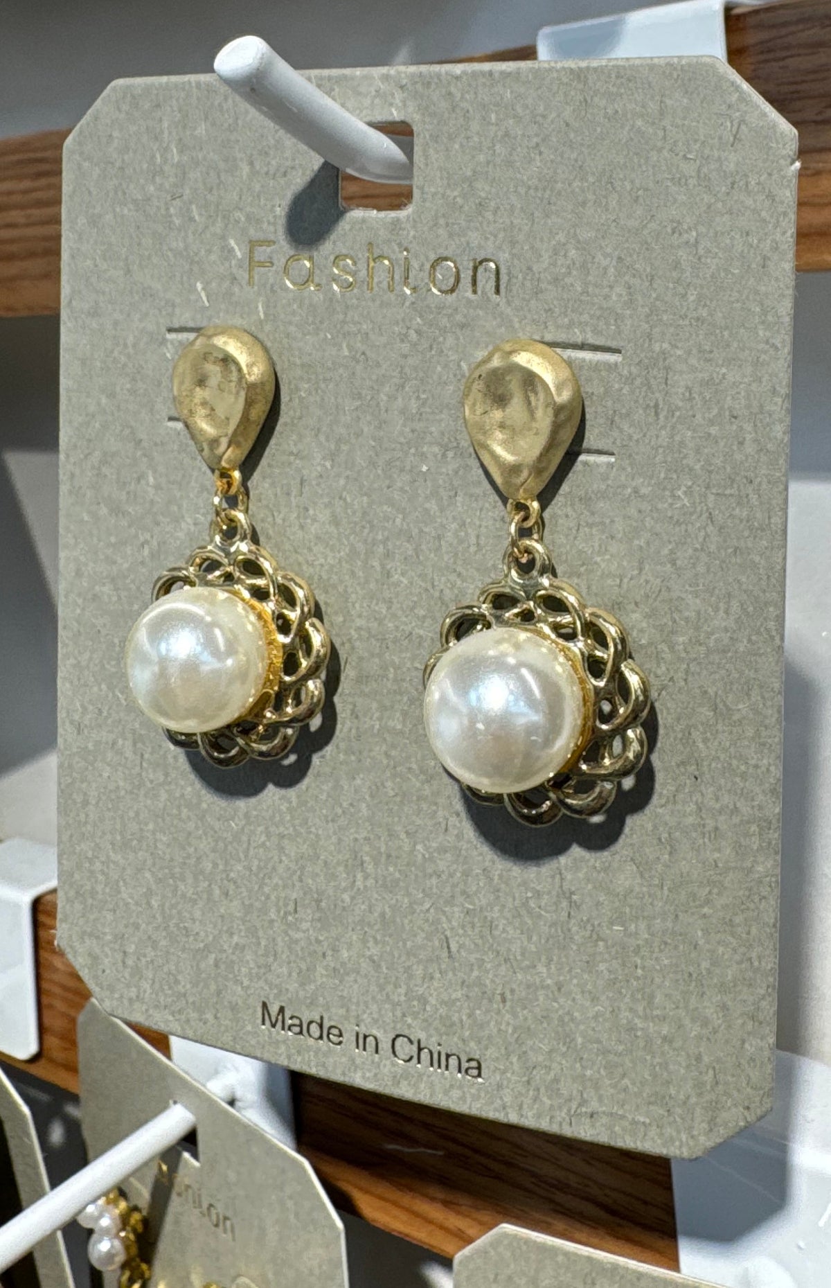 Scalloped Pearl-Style Drop Earrings - W3-0180