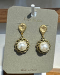 Scalloped Pearl-Style Drop Earrings - W3-0180