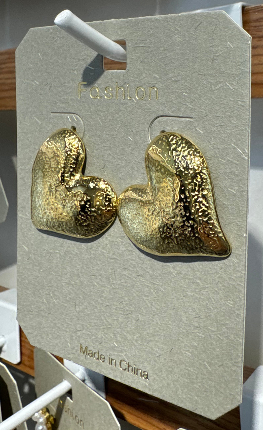 Textured Heart Stud Earrings - W3-0183