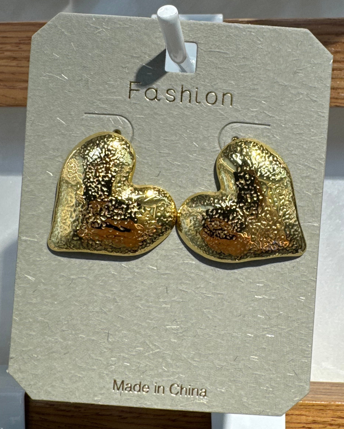 Textured Heart Stud Earrings - W3-0183