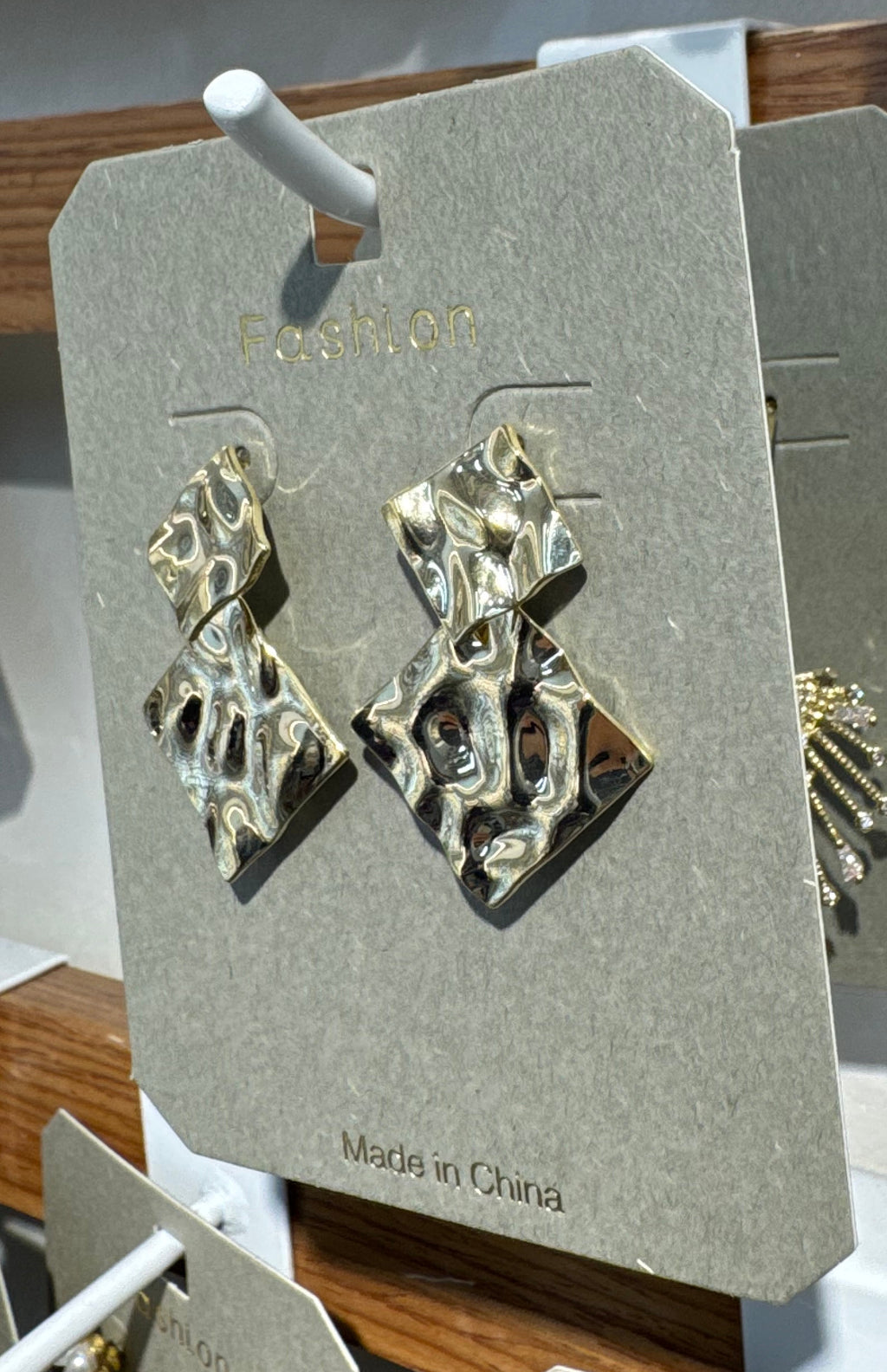Hammered Double Diamond Earrings - W3-0185