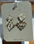 Hammered Double Diamond Earrings - W3-0185