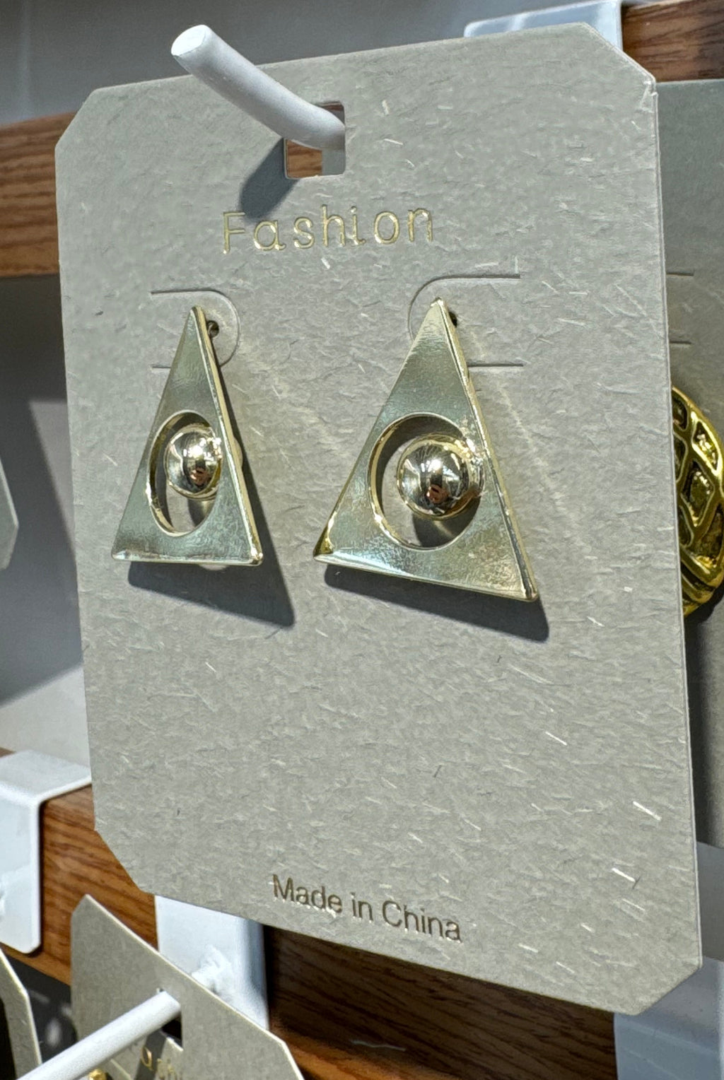 Triangle Ball Accent Stud Earrings - W3-0189