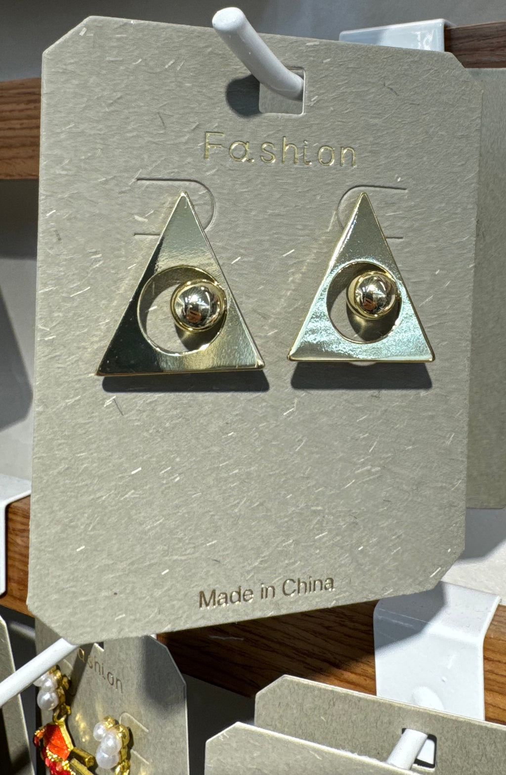 Triangle Ball Accent Stud Earrings - W3-0189