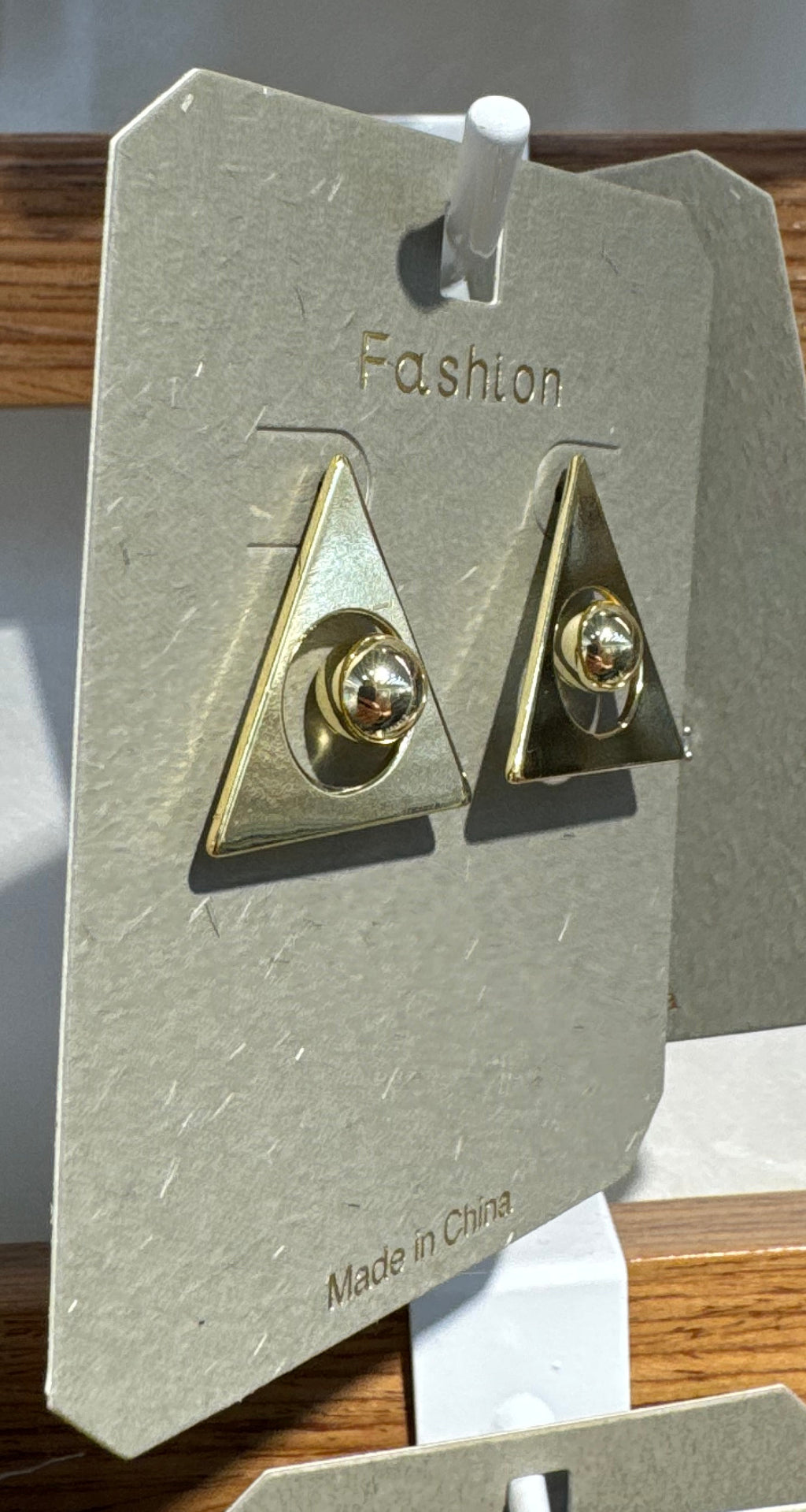 Triangle Ball Accent Stud Earrings - W3-0189