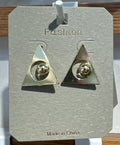 Triangle Ball Accent Stud Earrings - W3-0189