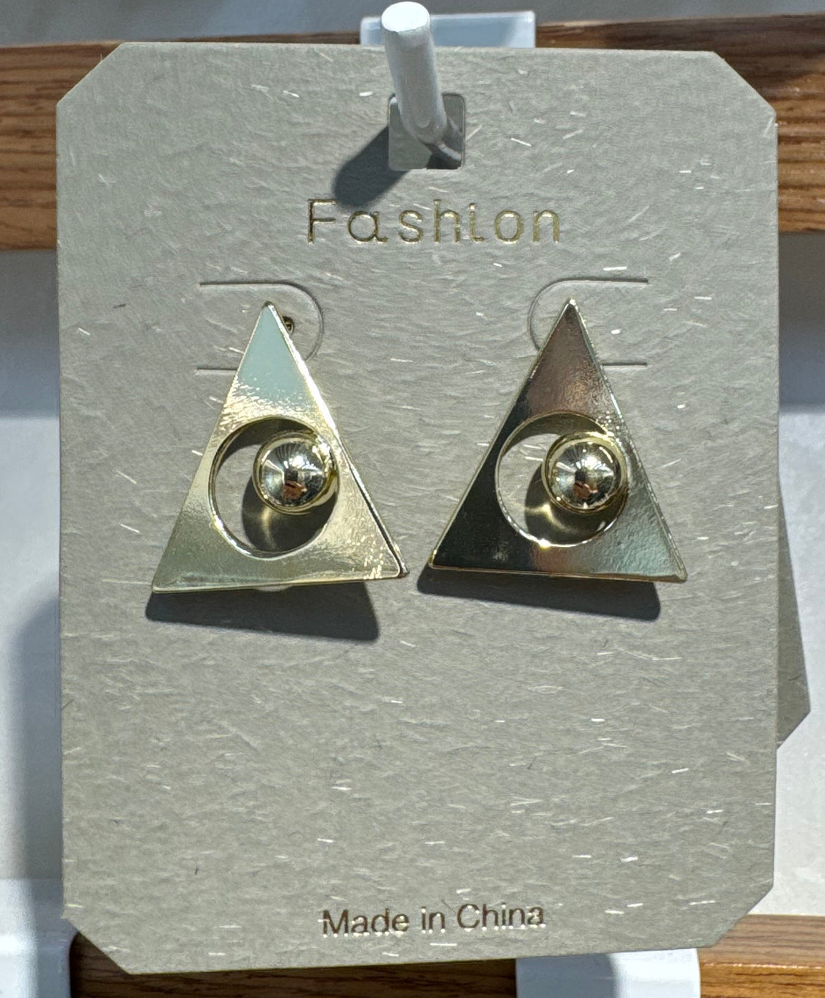 Triangle Ball Accent Stud Earrings - W3-0189