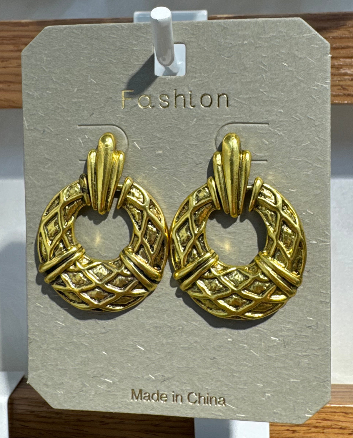 Woven Pattern Circle Drop Earrings - W3-0190