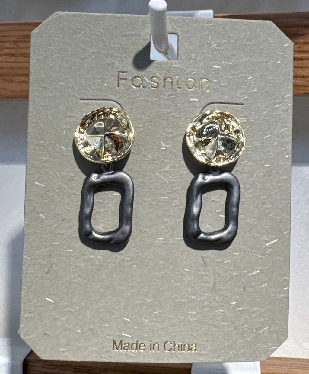 Black Open Rectangle Drop Earrings - W3-0192