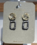Black Open Rectangle Drop Earrings - W3-0192