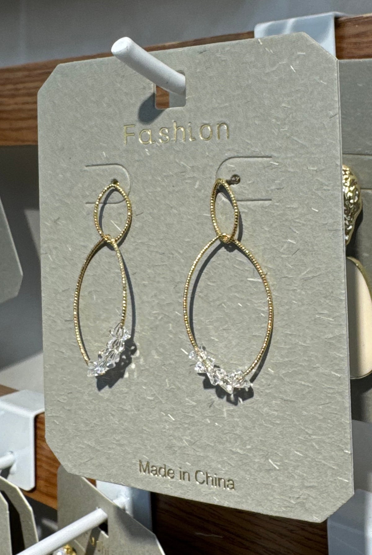 Sparkling Bead Oval Hoop Earrings - W3-0193