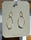 Sparkling Bead Oval Hoop Earrings - W3-0193