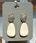 Cream Teardrop Statement Earrings - W3-0194