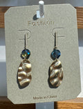 Blue Bead Ripple Oval Earrings - W3-0200