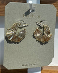 Pleated Open Circle Stud Earrings - W3-0201
