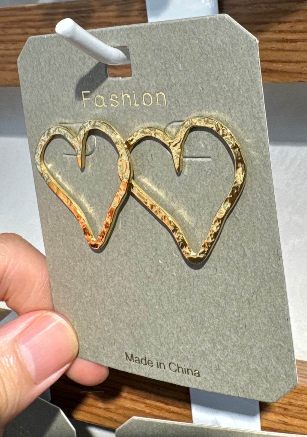 Textured Heart Outline Earrings - W3-0203