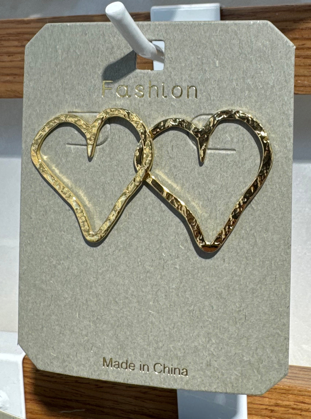 Textured Heart Outline Earrings - W3-0203