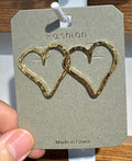 Textured Heart Outline Earrings - W3-0203