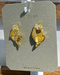 Crinkled Leaf Stud Earrings - W3-0209