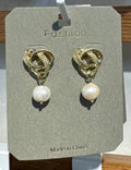 Twisted Knot Pearl-Style Earrings - W3-0214