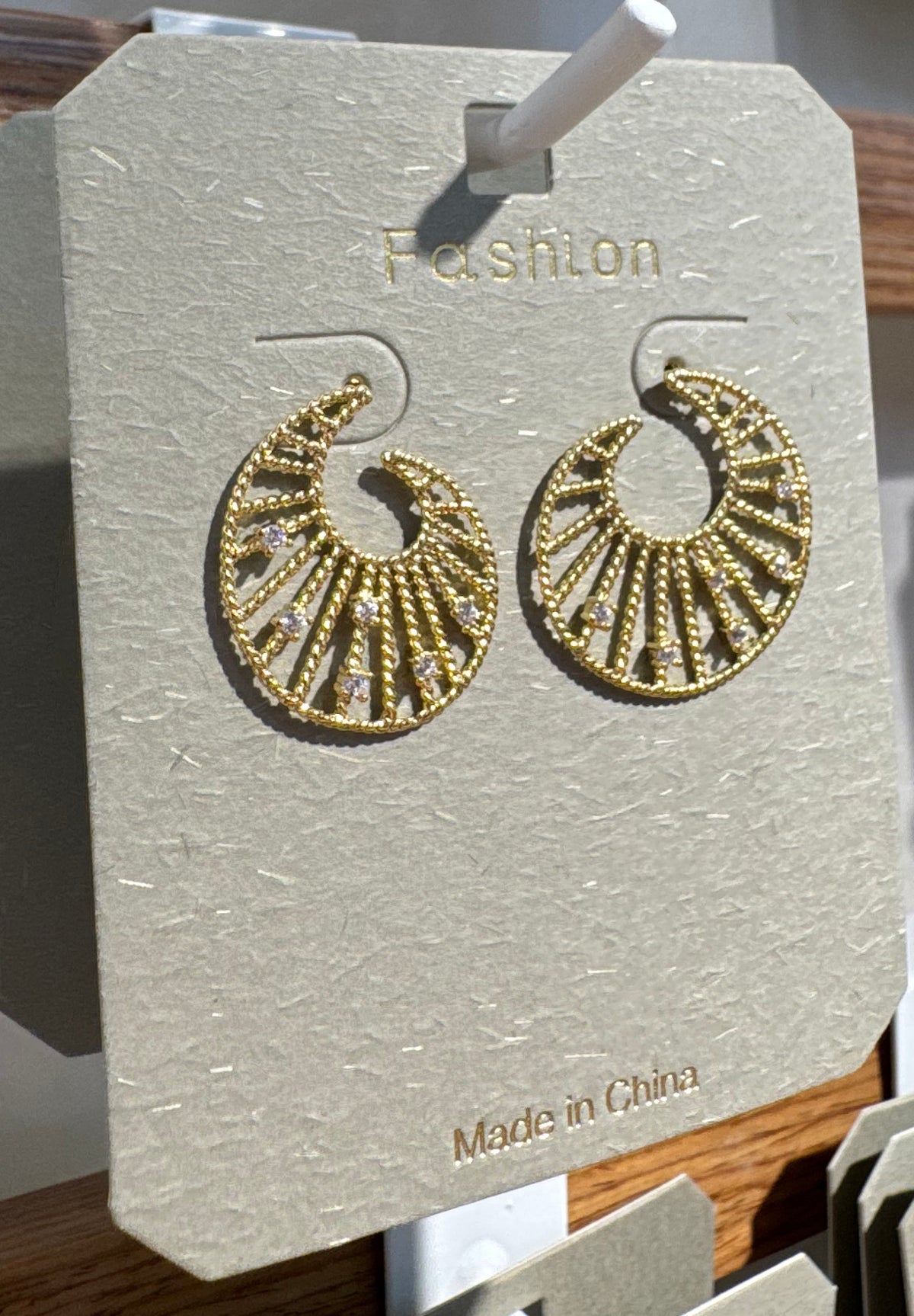 Openwork Sunburst Hoop Earrings - W3-0218