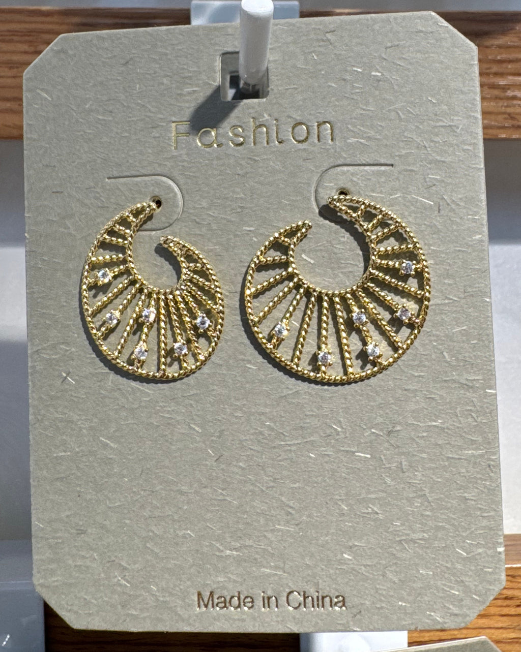 Openwork Sunburst Hoop Earrings - W3-0218
