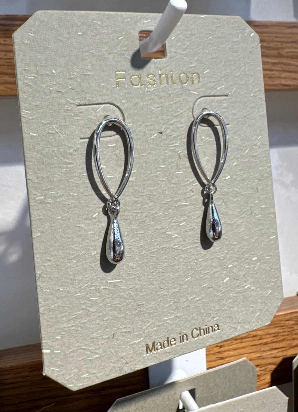 Silver-Tone Oval Teardrop Earrings - W3-0220