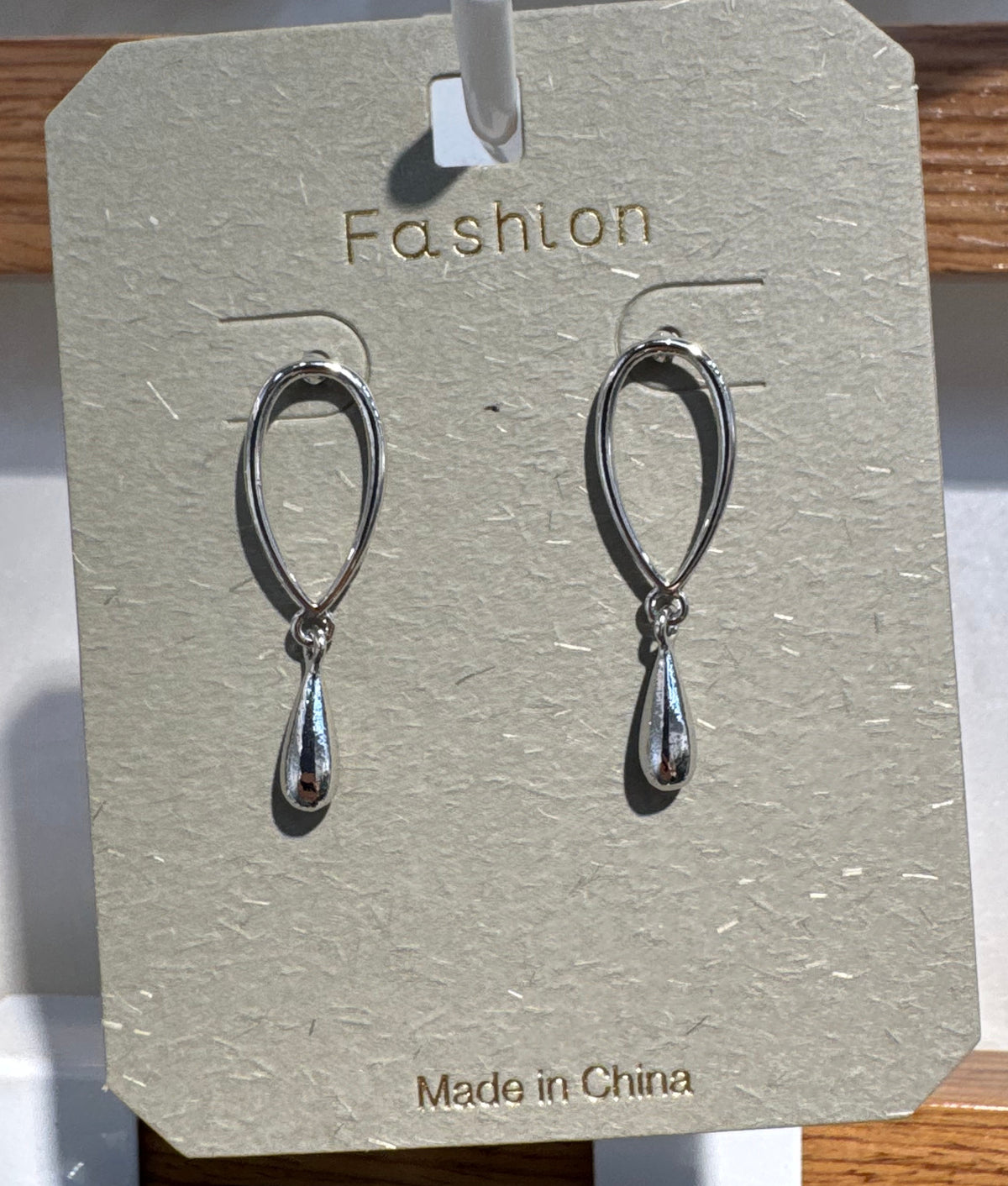 Silver-Tone Oval Teardrop Earrings - W3-0220