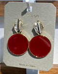 Red Disc Statement Earrings - W3-0222