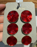 Red Triple Disc Drop Earrings - W3-0230