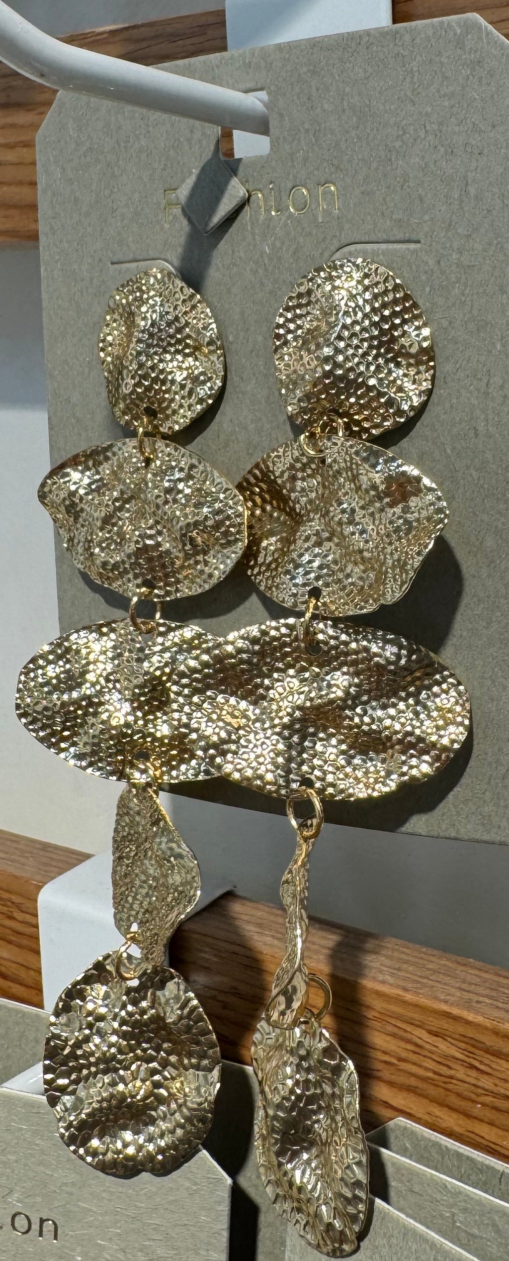 Textured Disc Statement Earrings - W3-0233