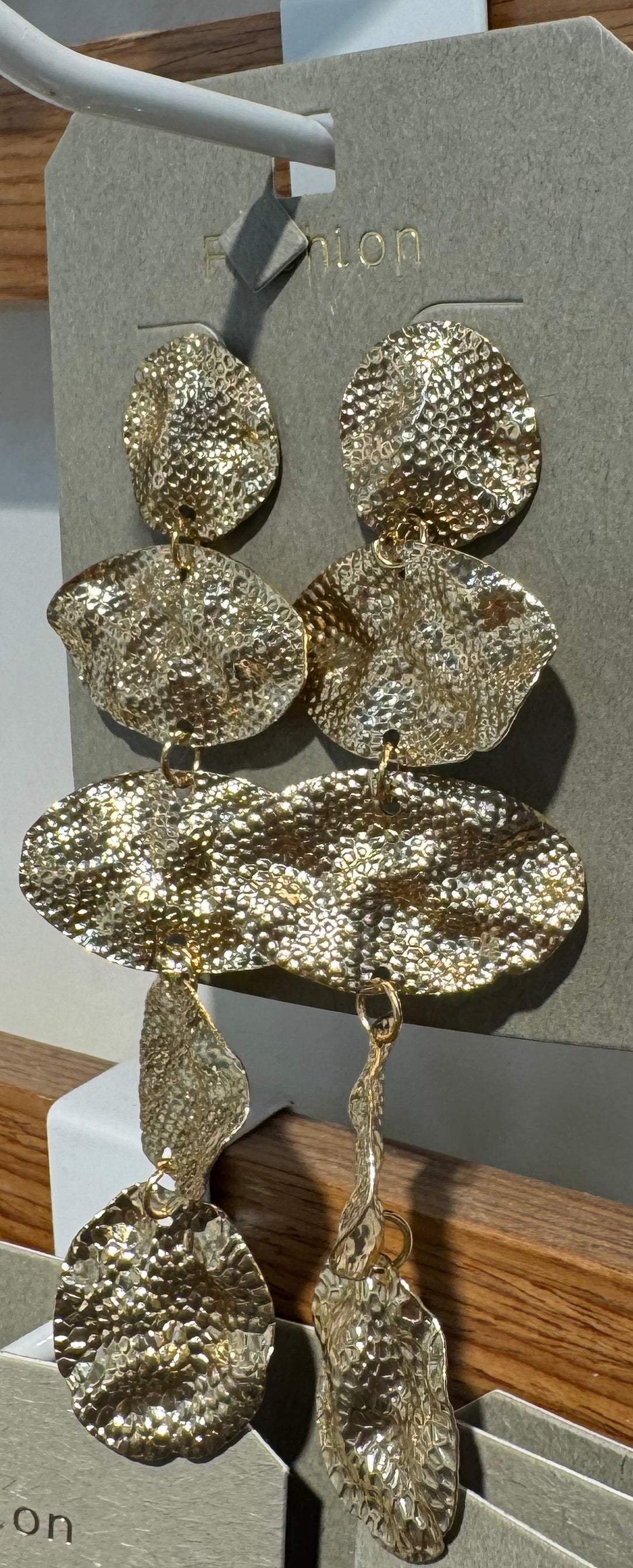 Textured Disc Statement Earrings - W3-0233