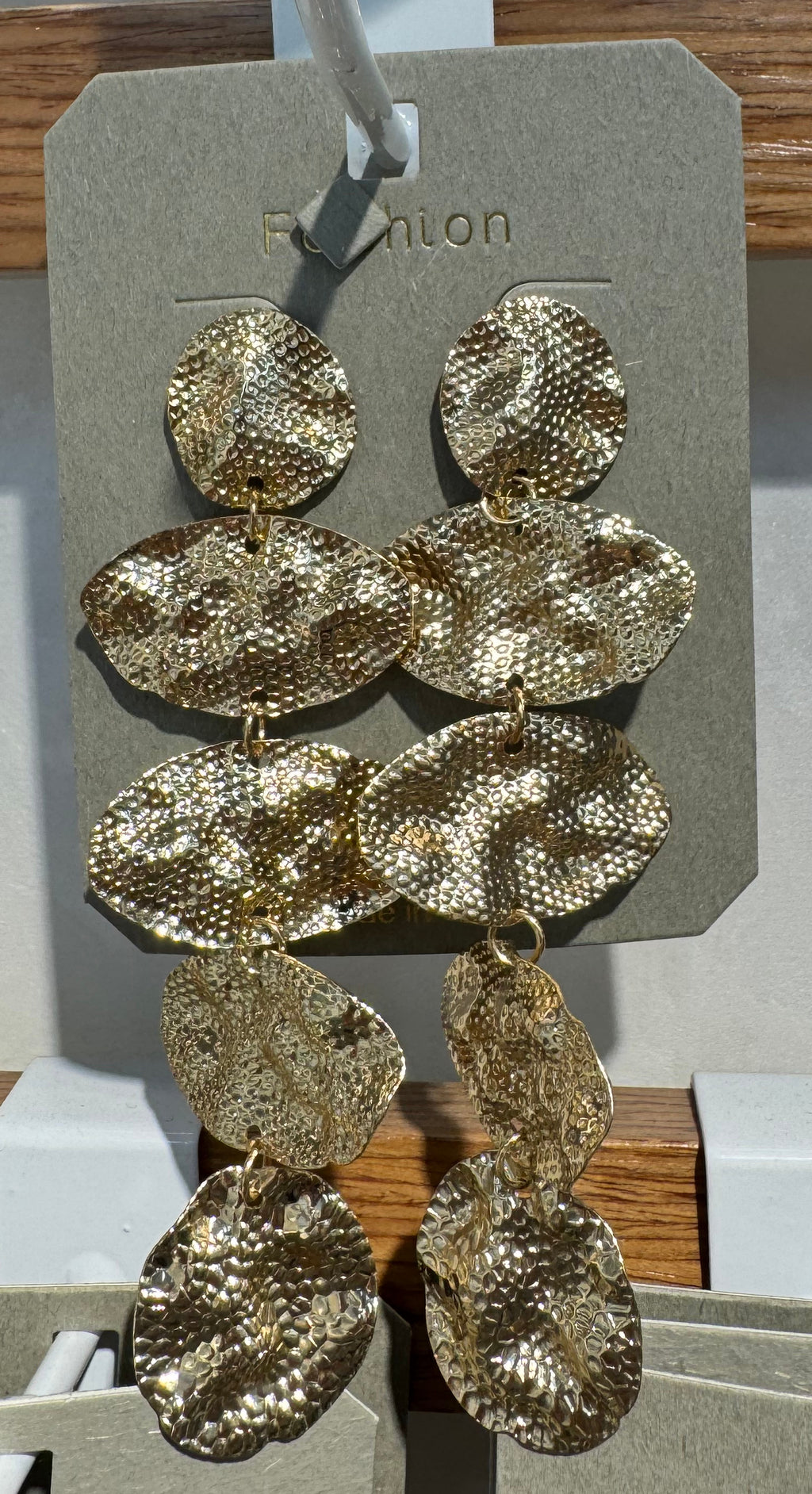Textured Disc Statement Earrings - W3-0233
