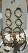 Linked Ring Shell Tassel Earrings - W3-0236