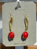 Red Tulip Drop Earrings - W3-0239