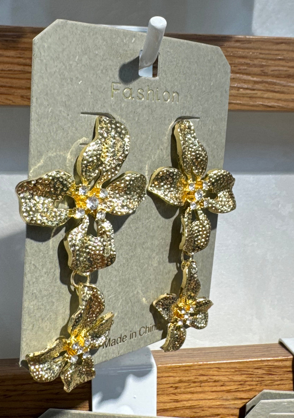 Textured Double Flower Earrings - W3-0242