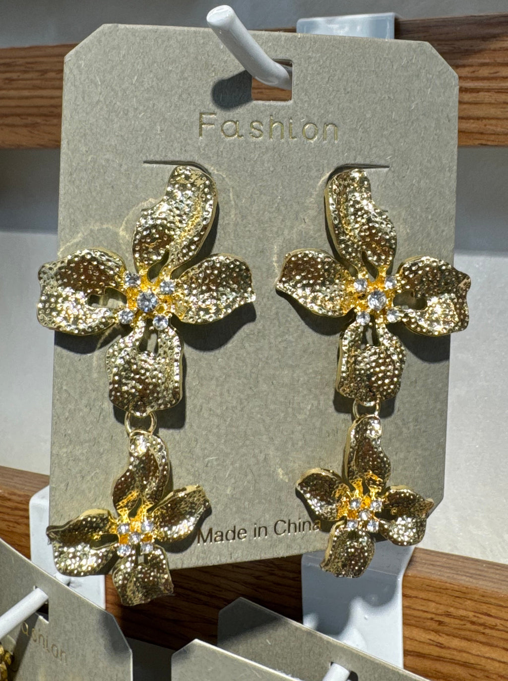 Textured Double Flower Earrings - W3-0242