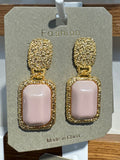 Pink Rectangle Frame Earrings - W3-0243