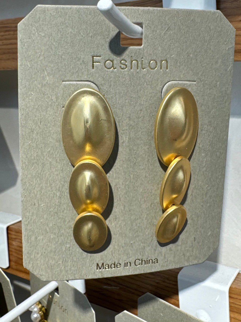 Satin Triple Oval Drop Earrings - W3-0248