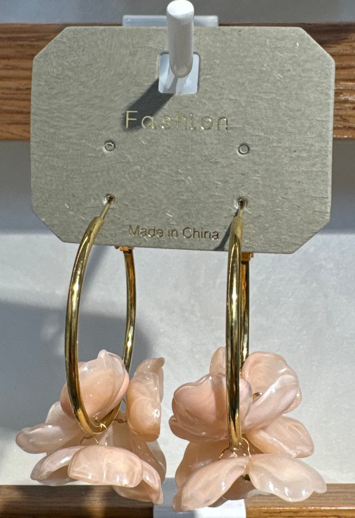 Blush Flower Hoop Earrings - W3-0250