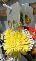Yellow Woven Daisy Drop Earrings - W3-0255