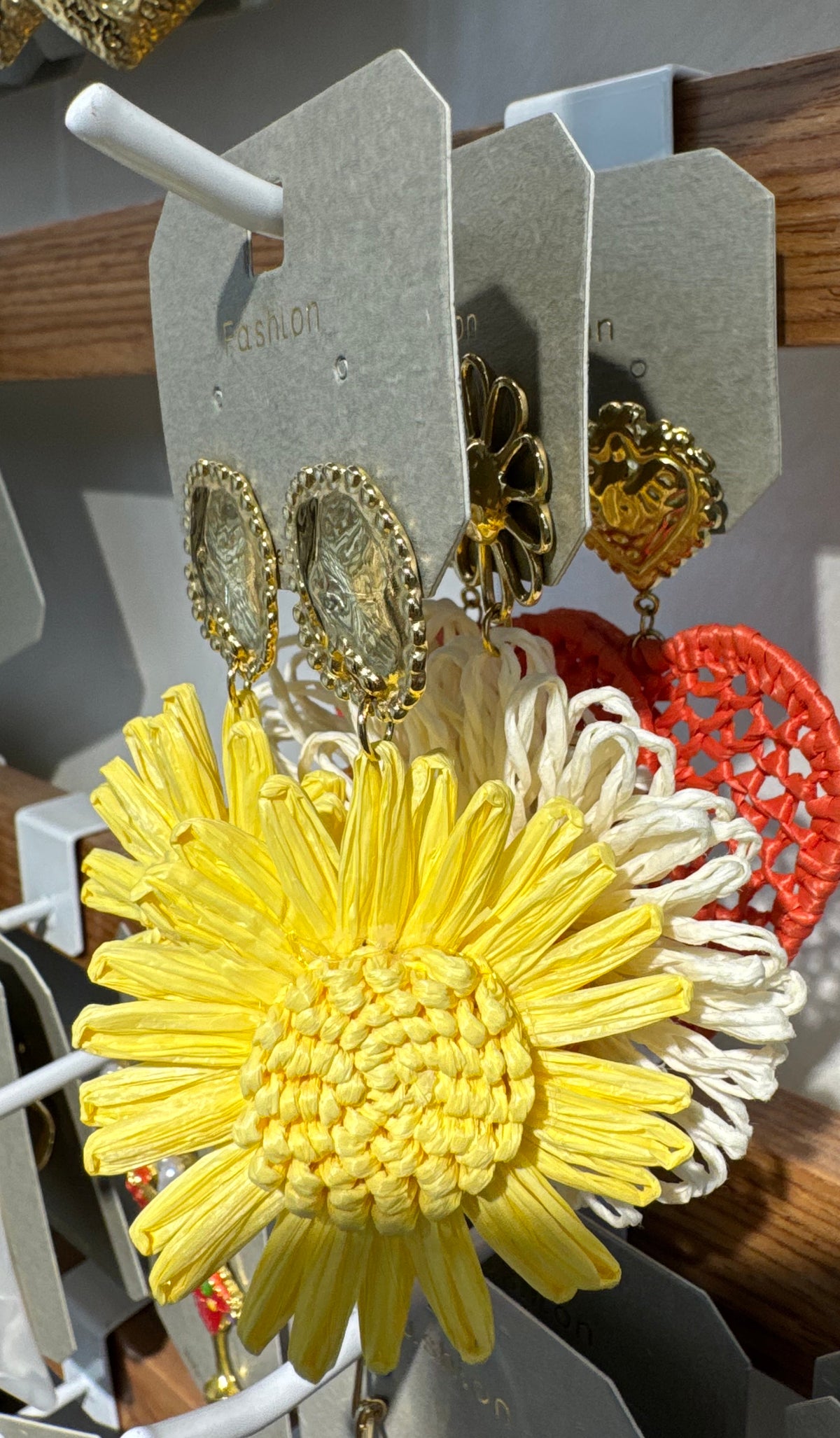 Yellow Woven Daisy Drop Earrings - W3-0255