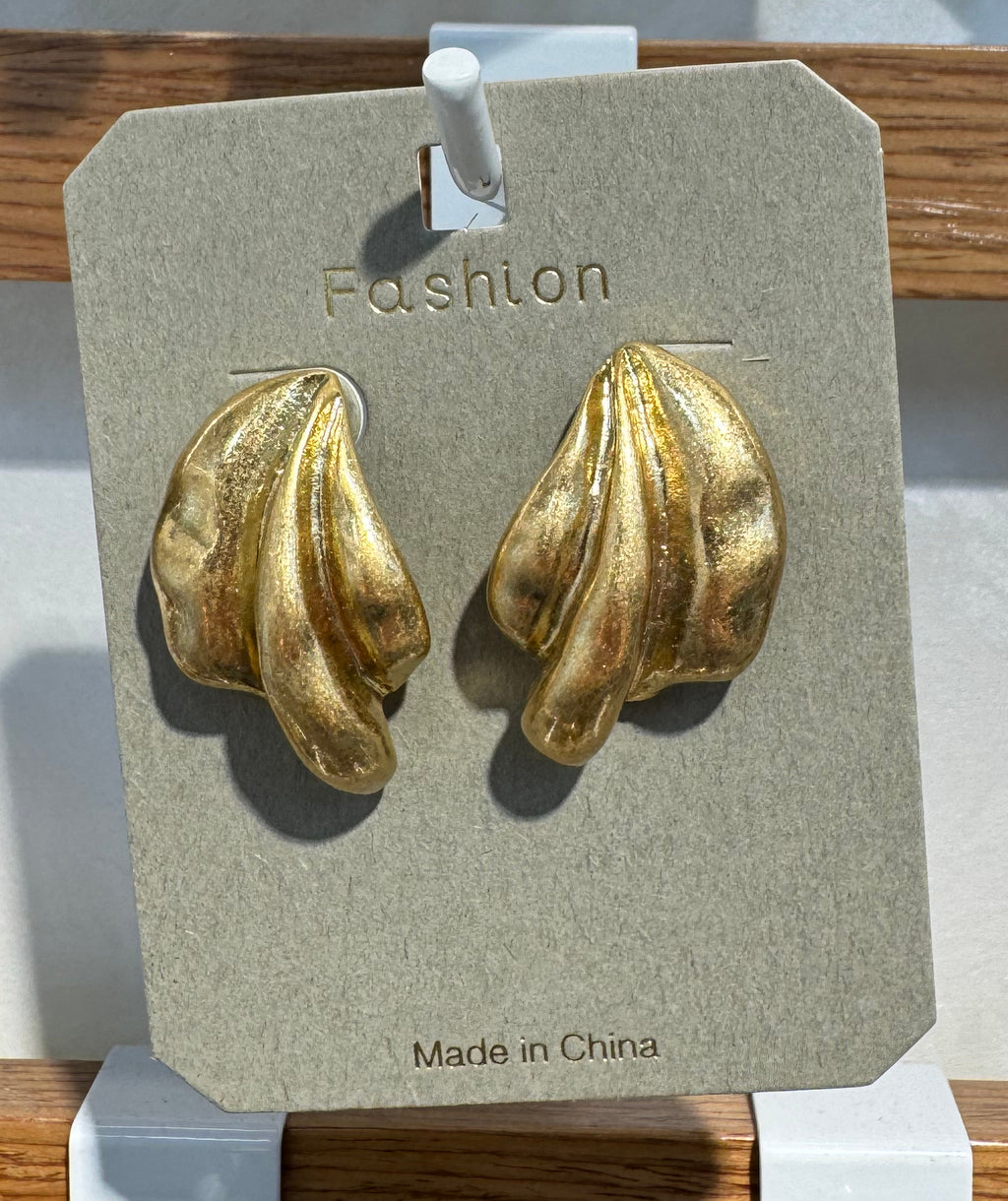 Folded Leaf Stud Earrings - W3-0265