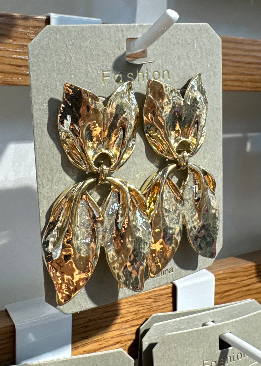 Hammered Petal Statement Earrings - W3-0268